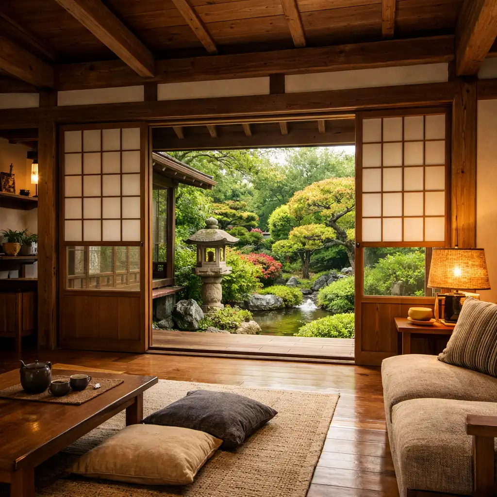 Renovated akiya interior in Japan — modern comfort meets traditional Japanese architecture